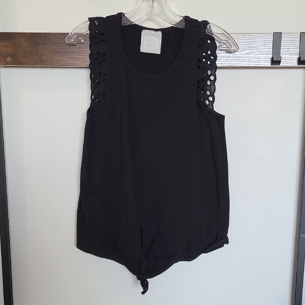 Black Tie Front Tank Top with Sleeveless Design Cotton (🛍 Bundle ANY 6/$36)